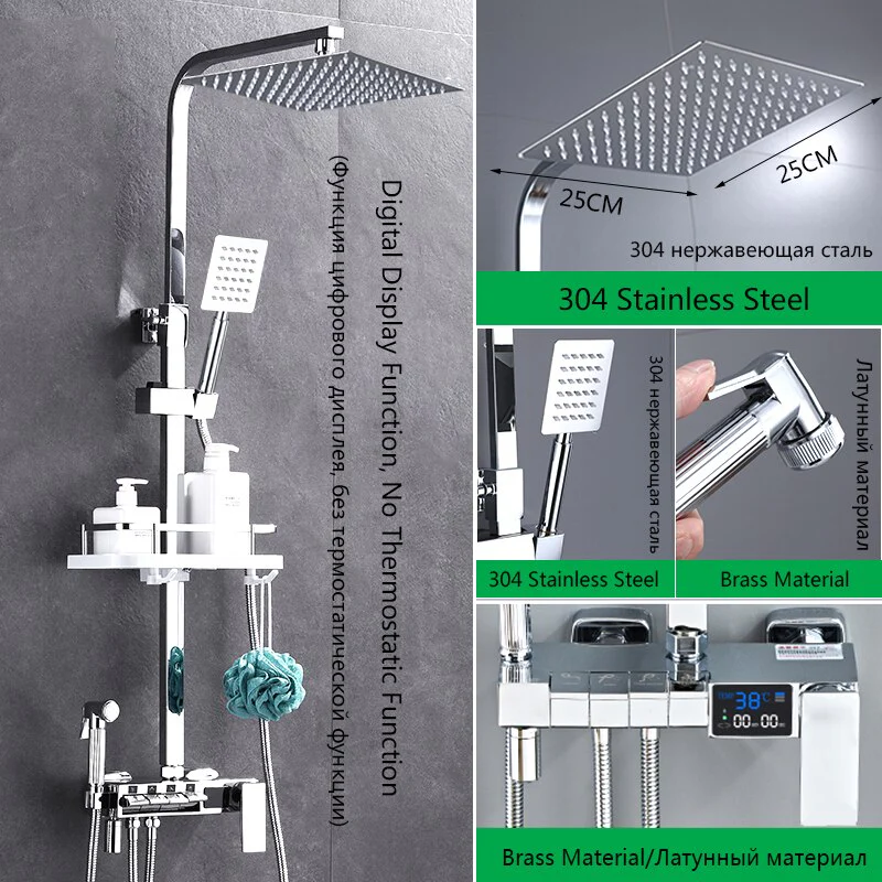 Brass Thermostatic Digital Display Shower - Image 18