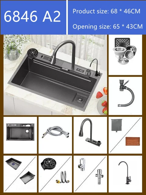 Digital 304 Stainless Steel Honeycomb Embossed Waterfall Sink - Image 10